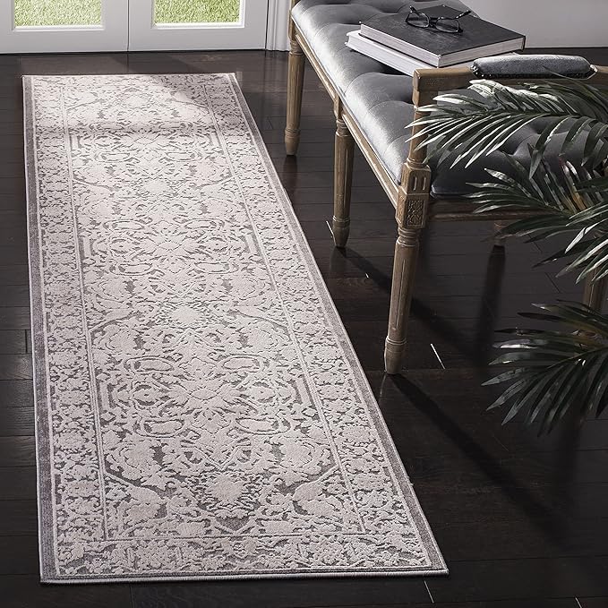 SAFAVIEH Reflection Collection Accent Rug - 2'3" x 4', Dark Grey & Cream, Non-Shedding & Easy Cleaning, Ideal for Entryway, Living Room, Bedroom (RFT665B)