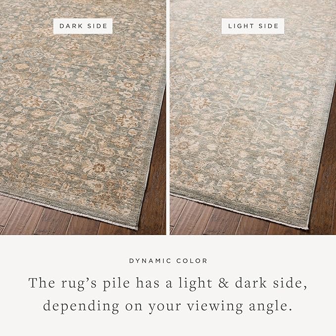 Loloi Chris Loves Julia Palma Collection PLM-05 Blue/Natural 2'-3" x 3'-10" Accent Rug Vintage Style Boho Living Room Bedroom Carpet