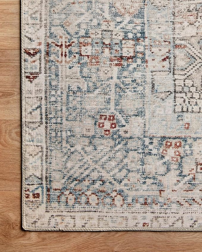 Loloi Chris Loves Julia Jules Collection JUL-07 Natural/Ocean 2'-6'' x 12'-0'', .13" Pile Height, Runner Rug