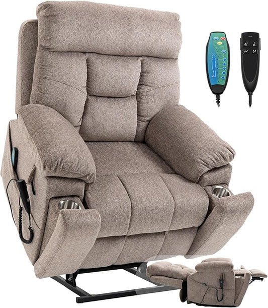 Lift Chair Recliners Lay Flat Sleeping Dual Motor for Elderly Infinite Position Recliner with Heat Massage Up to 400 LBS Electric Power Lift Recliner