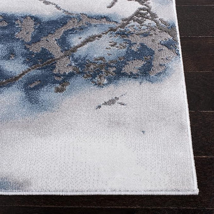 SAFAVIEH Craft Collection Runner Rug - 2'3" x 6', Grey & Blue, Modern Abstract Design, Non-Shedding & Easy Care, Ideal for High Traffic Areas in Living Room, Bedroom (CFT877L)