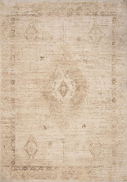 Loloi Chris Loves Julia Palma Collection PLM-06 Natural/Smoke 2'-7" x 10'-0" Fringe Runner Rug Vintage Style Boho Living Room Bedroom Carpet