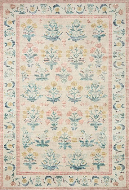 Loloi Rifle Paper Co. Eden Collection EDE-01 Mughal Rose Blush 8'-6" x 11'-6" Area Rug feat. CloudPile™