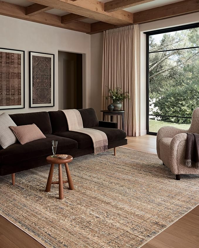 Loloi Amber Lewis Molly Collection MOL-01 Natural/Denim 6'-7" x 9'-2" Low Pile Area Rug