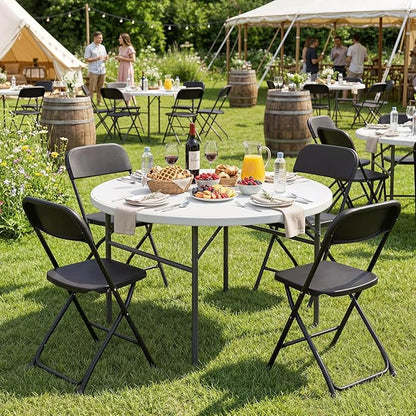 Magshion Plastic Folding Chairs 4 Pack Foldable Dinning Chairs for Wedding Parties Event Outdoor Indoor Lightweight Chair 330lb Capacity, Black