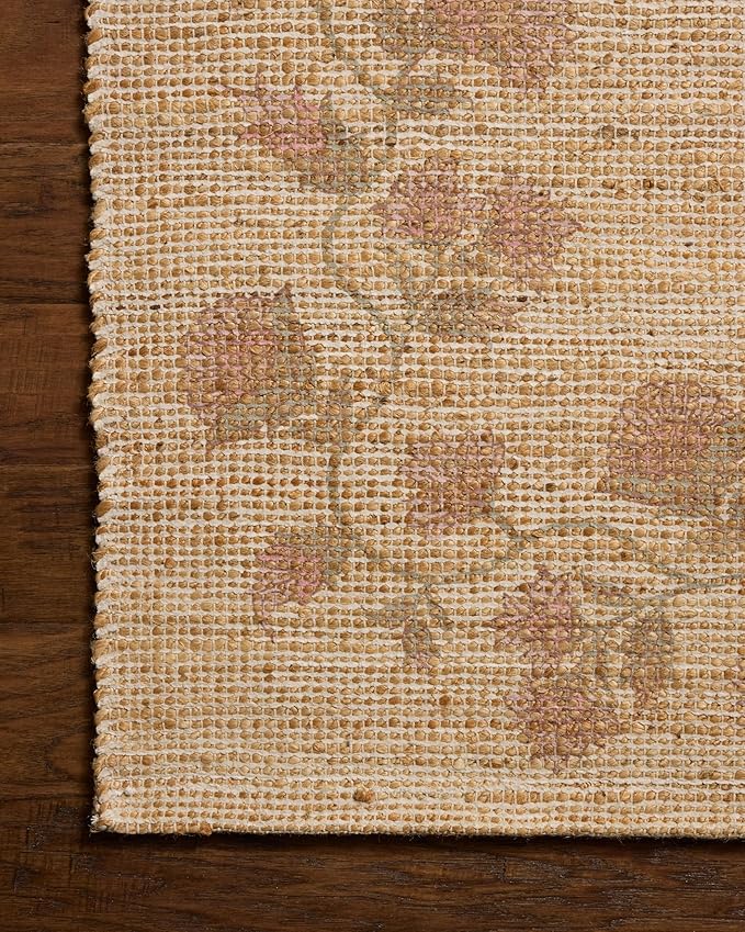 Loloi Chris Loves Julia Rue Collection RUE-05 Natural/Multi 3'-6" x 5'-6" Accent Rug Jute Neutral Floral Living Room Bedroom Rug