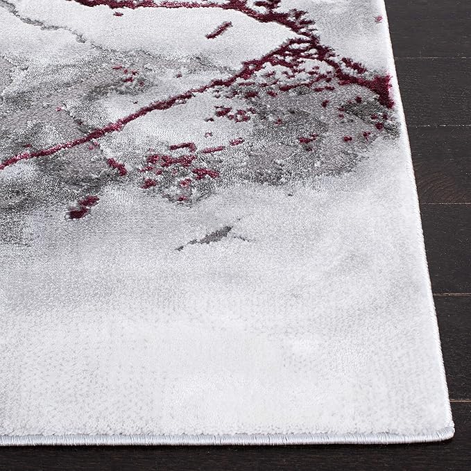 SAFAVIEH Craft Collection Runner Rug - 2'3" x 12', Grey & Wine, Modern Abstract Design, Non-Shedding & Easy Care, Ideal for High Traffic Areas in Living Room, Bedroom (CFT877S)