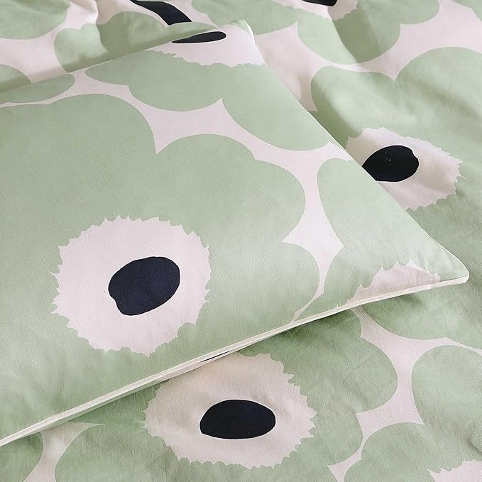 Marimekko - Full/Queen Duvet Cover Set, Super Soft Organic Bedding with Matching Shams, Floral Bedding Essentials, Oeko-Tex Certified (Unikko Green, Full/Queen)