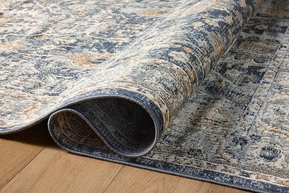 Loloi Teagan Collection TEA-03 Denim/Pebble 5'-3" x 7'-6" Area Rug, Large, Soft Neutral Rug, High-Traffic for Living Room, Bedroom, Home Office, Dining Area