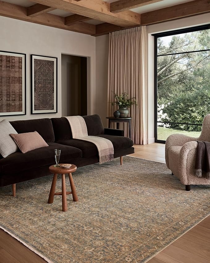 Loloi Amber Lewis Molly Collection MOL-02 Denim/Gold 2'-3" x 3'-10" Low Pile Accent Rug