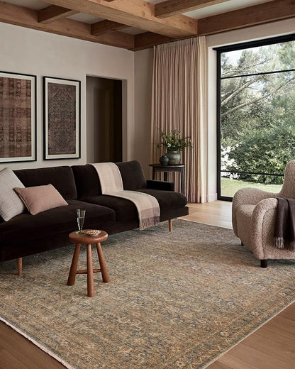 Loloi Amber Lewis Molly Collection MOL-02 Denim/Gold 5'-3" x 7'-9" Low Pile Area Rug