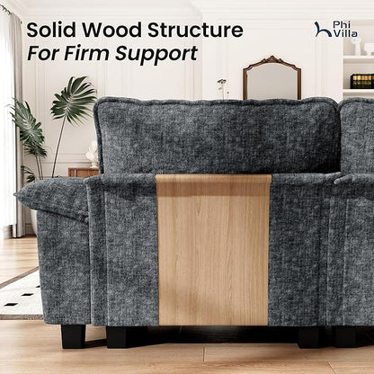 PHI VILLA Cloud Modular Couches Sets, 2 Pieces Comfy Sectional Sofa Set with Loveseat, 5-Seater Upholstered Couch for Living Room, Chenille Fabric, Dark Cyan