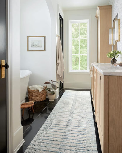 Loloi Chris Loves Julia Chris Collection CHR-01 Ivory/Denim 5'-0" x 7'-6", .50" Pile Height, Area Rug