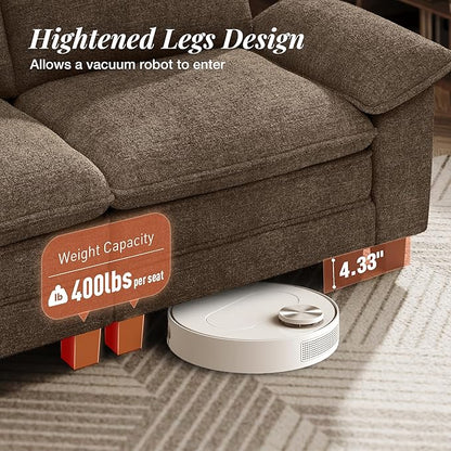 53.5" Cloud Modular Sectional Single Sofa, Deep Seat Armchair with Plush Chenille & Removable Arms for Living Room, Taupe