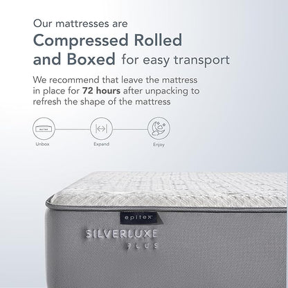 EPITEX Silverluxe Plus Twin Mattress 10 Inch, Gel Memory Foam Twin Mattress in a Box, Individual Pocket Spring for Low Motion Transfer, Medium Firm Mattress, Gray