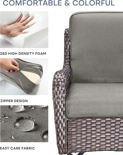 Pop 22x25/22x24 Outdoor Furniture Cushions Set of 6 - Comfortable Patio Chair Cushion for Rattan Wicker Dining Rocking Swivel Chairs Loveseat Couch L-Shape Sectional Sofa - Grey/Classic