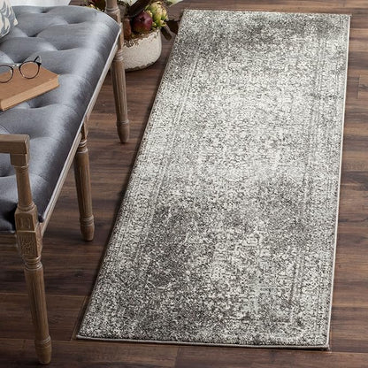 SAFAVIEH Evoke Collection 2'2" x 13' Grey/Ivory EVK256D Oriental Distressed Non-Shedding Living Room Bedroom Runner Rug