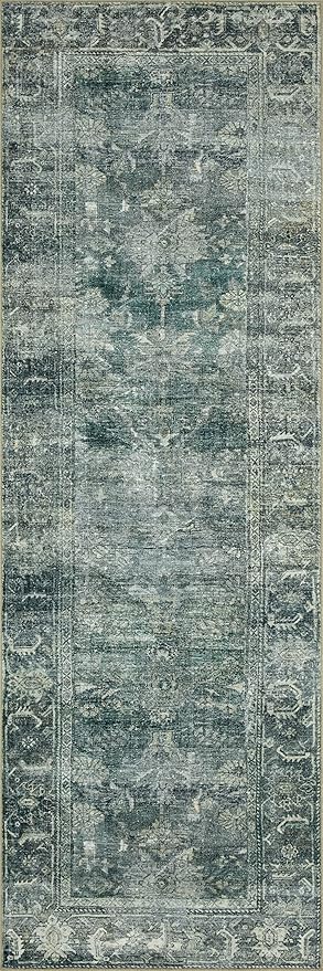 Loloi Magnolia Home by Joanna Gaines Banks Collection BAN-03 Blue/Lagoon 5'-0" x 7'-6", .13" Pile Height, Machine Washable, Area Rug
