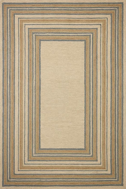Loloi Chris Loves Julia Alfie Collection ALF-05 Natural/Multi 8'-6" x 11'-6" Area Rug Wool Neutral Living Bedroom Dining Carpet