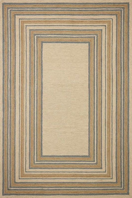 Loloi Chris Loves Julia Alfie Collection ALF-05 Natural/Multi 8'-6" x 11'-6" Area Rug Wool Neutral Living Bedroom Dining Carpet
