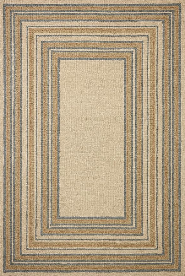 Loloi Chris Loves Julia Alfie Collection ALF-05 Natural/Multi 5'-0" x 7'-6" Area Rug Wool Neutral Living Bedroom Dining Carpet