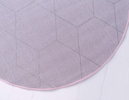 Unique Loom Trellis Frieze Collection Area Rug - Geometric (8' Round, Light Pink/ Ivory)