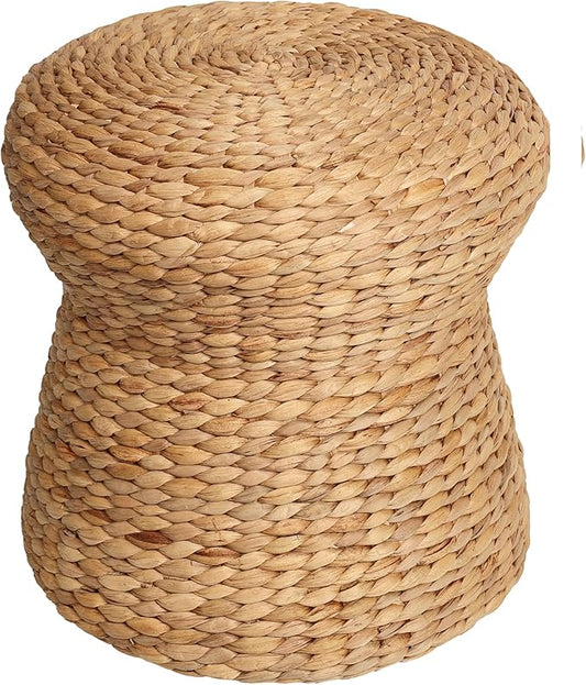 JONATHAN Y TBL2502A Alberto 18.5" Modern Bohemian Hand-Woven Hyacinth Mushroom Ottoman for Living Room, Bedroom, Entryway, Foyer, Natural Seagrass Foot Stool, Handwoven Footrest, Natural