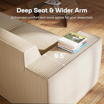Marsail Modular Sectional Sofa, 142" U-Shaped Modular Sectional Couch with Deep Seat, Freely Combinable Sectional Clound Sofa for Living Room, No Assembly, Plush Corduroy Fabric, White