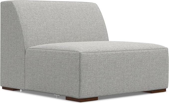 SIMPLIHOME Rex 3-Seater Modular Sofa in 100% Recycled Polyester Tightly Woven Performance Fabric, Pale Grey, 122-inches Wide, Handcrafted Modern-Style Couch for Living Room and Family Room