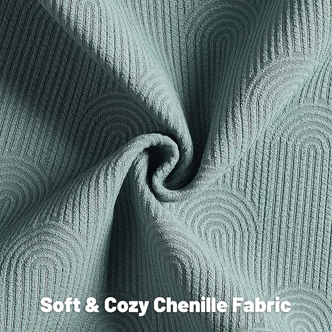 FUTEI Grey Blue Chenille Decorative Throw Pillow Covers 16x16 Inch Set of 2,Soft Cozy Striped Geometric Patterns Cushion Case,Modern Home Decor for Couch Bed Living Room