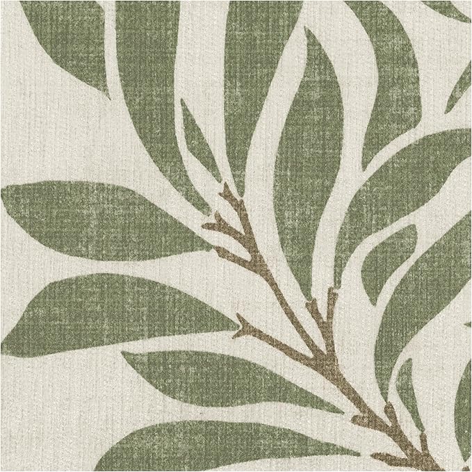 RUGGABLE x Morris & Co Washable Area Rug– Pure Willow Boughs Green 5x7, Stain-Resistant, Non-Slip – Medium Machine Washable Rugs for Living Room, Bedroom, Hallway, Entryway & Office–with Standard Pad