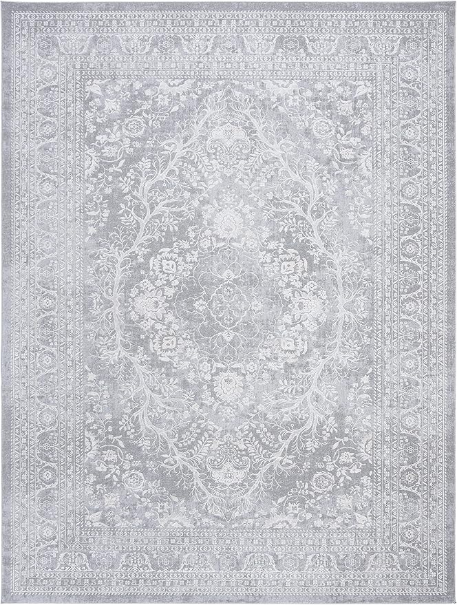 SAFAVIEH Reflection Collection Area Rug - 5'1" x 7'6", Light Grey & Cream, Non-Shedding & Easy Cleaning, Ideal for Living Room, Bedroom (RFT668G)