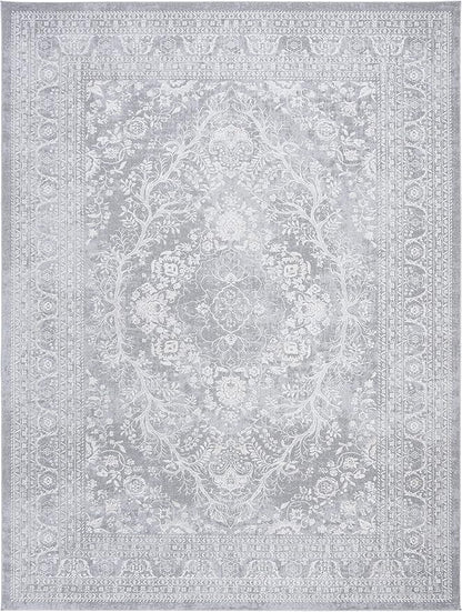 SAFAVIEH Area Rug 10x14 - Reflection Collection - Large - Light Grey & Cream, Non-Shedding & Easy Cleaning, Ideal for Living Room, Bedroom (RFT668G)