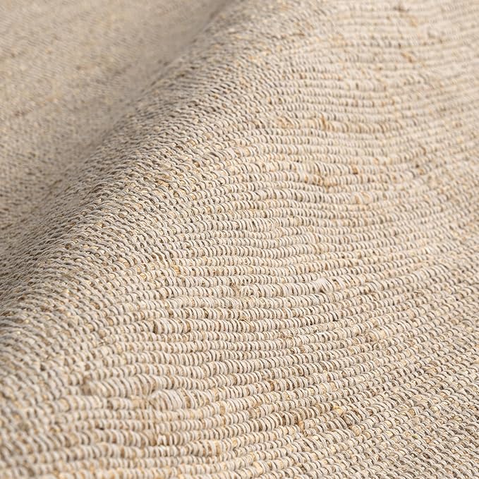 nuLOOM 8 Round Elfriede Jute & Cotton Hand Woven Area Rug, Natural, Solid Rustic Farmhouse Style, Weaved Design, Natural Fiber, For Bedroom, Living Room, Dining Room, Hallway, Office, Entryway