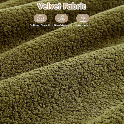 37.1" Ottoman for Couch, Teddy Fleece Memory Foam Ottoman Cloud Boneless Sectional Couch for Living Room Foot Stools No Assembly Require, Cloudy Velvet,Green