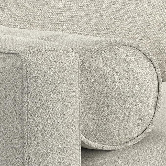 SIMPLIHOME Morrison 72-inch Wide Sofa in Cream White Woven-Blend Fabric, Handcrafted Mid-Century Modern Loveseat for Living Room or Family Room, Single Bench Cushion, Bolster Pillows