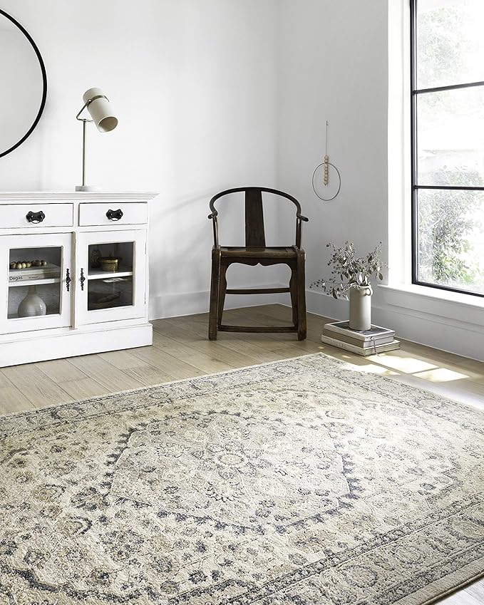 Loloi Teagan Collection TEA-01 Natural/Lt. Grey 2'-8" x 7'-6" Runner Rug, Large, Soft Neutral Rug, High-Traffic for Living Room, Bedroom, Home Office, Dining Area
