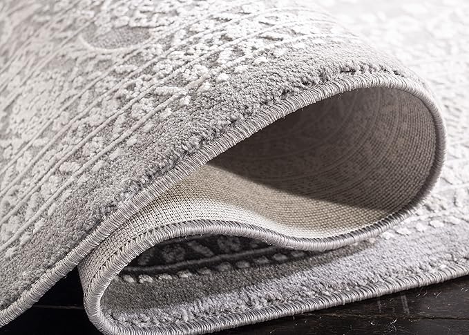 SAFAVIEH Reflection Collection Runner Rug - 2'3" x 6', Light Grey & Cream, Non-Shedding & Easy Cleaning, Ideal for Living Room, Bedroom (RFT668G)