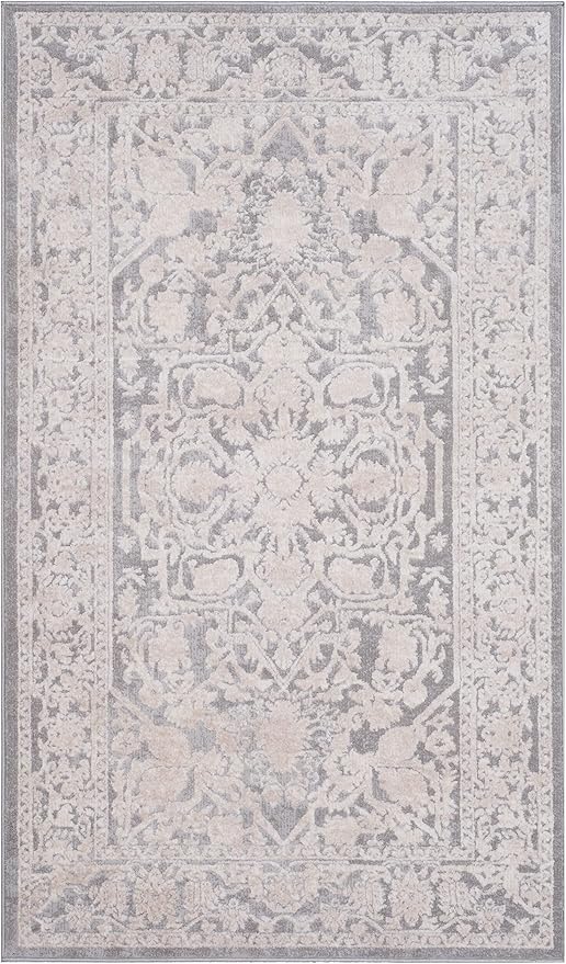 SAFAVIEH Reflection Collection Accent Rug - 2'3" x 4', Light Grey & Cream, , Non-Shedding & Easy Cleaning, Ideal for Foyer, Living Room, Bedroom (RFT665C)