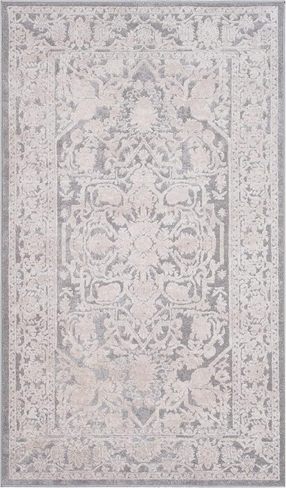 SAFAVIEH Reflection Collection Accent Rug - 2'3" x 4', Light Grey & Cream, , Non-Shedding & Easy Cleaning, Ideal for Foyer, Living Room, Bedroom (RFT665C)