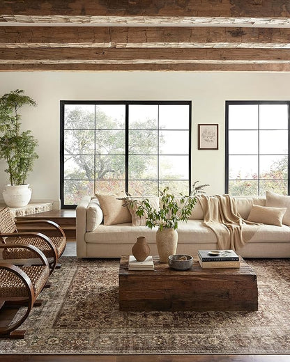Loloi Magnolia Home by Joanna Gaines Sinclair Collection SIN-01 Rust/Lagoon 3'-6" x 5'-6", .25" Pile Height, Machine Washable, Accent Rug