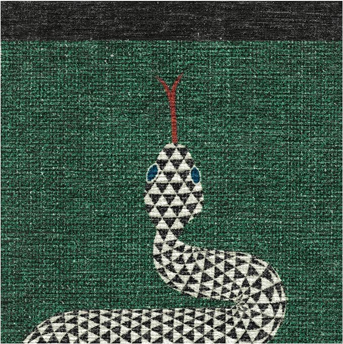 RUGGABLE x Jonathan Adler Machine Washable Modern Area Rug – Venom Emerald 8 ft Round, Stain-Resistant, Non-Slip – Large Rugs for Living Room, Bedroom, Hallway, Entryway & Office–with Standard Pad