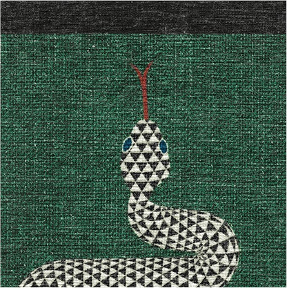 RUGGABLE x Jonathan Adler Washable Modern Area Rug – Venom Emerald 6x9, Stain-Resistant, Non-Slip – Medium Machine Washable Rugs for Living Room, Bedroom, Hallway, Entryway & Office–with Standard Pad