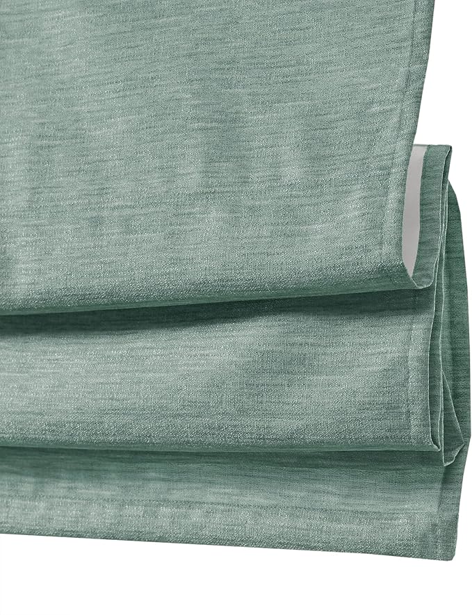 Madison Park Cordless Roman Shades Faux Silk Shade with Sheen 1-Panel Privacy, Room Darkening, Energy Efficient, Thermal Insulated Window Blind for Bedroom, Living Room Décor, 27"W x 64"L Como, Green