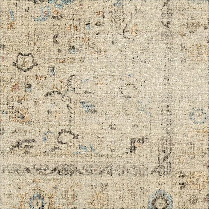 RUGGABLE Washable Vintage Runner Rug – Kamran Ivory Opal 2.5x7, Stain-Resistant, Non-Slip Hallway Runner – Machine Washable Rug for Hallway, Entryway, Living Room & Kitchen–with Cushioned Pad