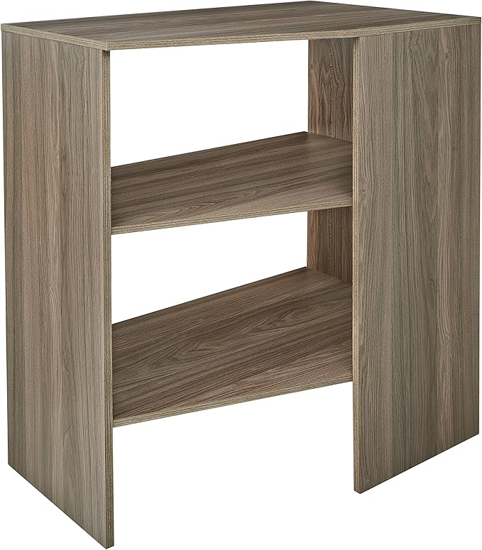 ClosetMaid SuiteSymphony Wood Corner Shelf Unit, 2 Shelves, Adjustable, Stacking, For Storage, Closet, Clothes, Shoes, Décor, Natural Gray