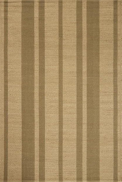 Loloi Leanne Ford Weatherstaff Collection WTS-03 Natural/Olive 8'-6" x 11'-6" Area Rug Jute, Striped, Neutral, Living Room, Bedroom, Dining Room