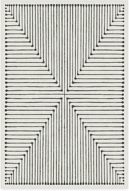 RUGGABLE x Jonathan Adler Machine Washable Modern Area Rug – Inkdrop Black & Ivory 4x6, Stain-Resistant, Non-Slip – Medium Rugs for Living Room, Bedroom, Hallway, Entryway & Office–with Cushioned Pad