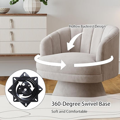 Swivel Accent Chair Set of 2,Upholstered Velvet 360° Swivel Barrel Chair for Living Room Overstuffed Bouncle Reading Chair Round Armchair for Bedroom,Vanity,Office (Grey)