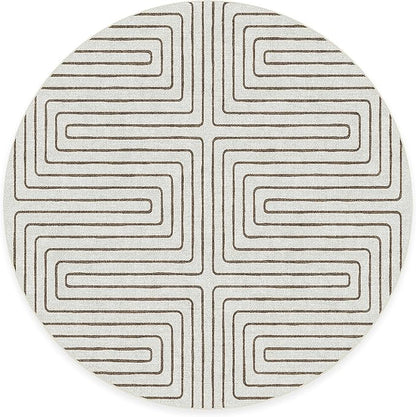 RUGGABLE x Jonathan Adler Machine Washable Area Rug – Labyrinth Camel/Ivory 6 ft Round, Stain-Resistant, Non-Slip – Medium Rugs for Living Room, Bedroom, Hallway, Entryway & Office–with Cushioned Pad